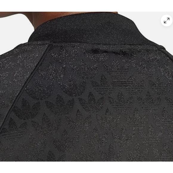 Adidas Jacket Womens Medium Monogram Black Track Jacket Athletic  NWT $85 Retail - Picture 2 of 9